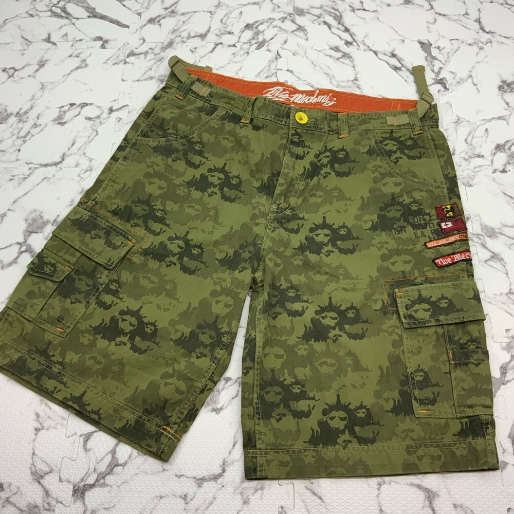 Men's Live Mechanics Green Camouflage Cargo Casual Shorts